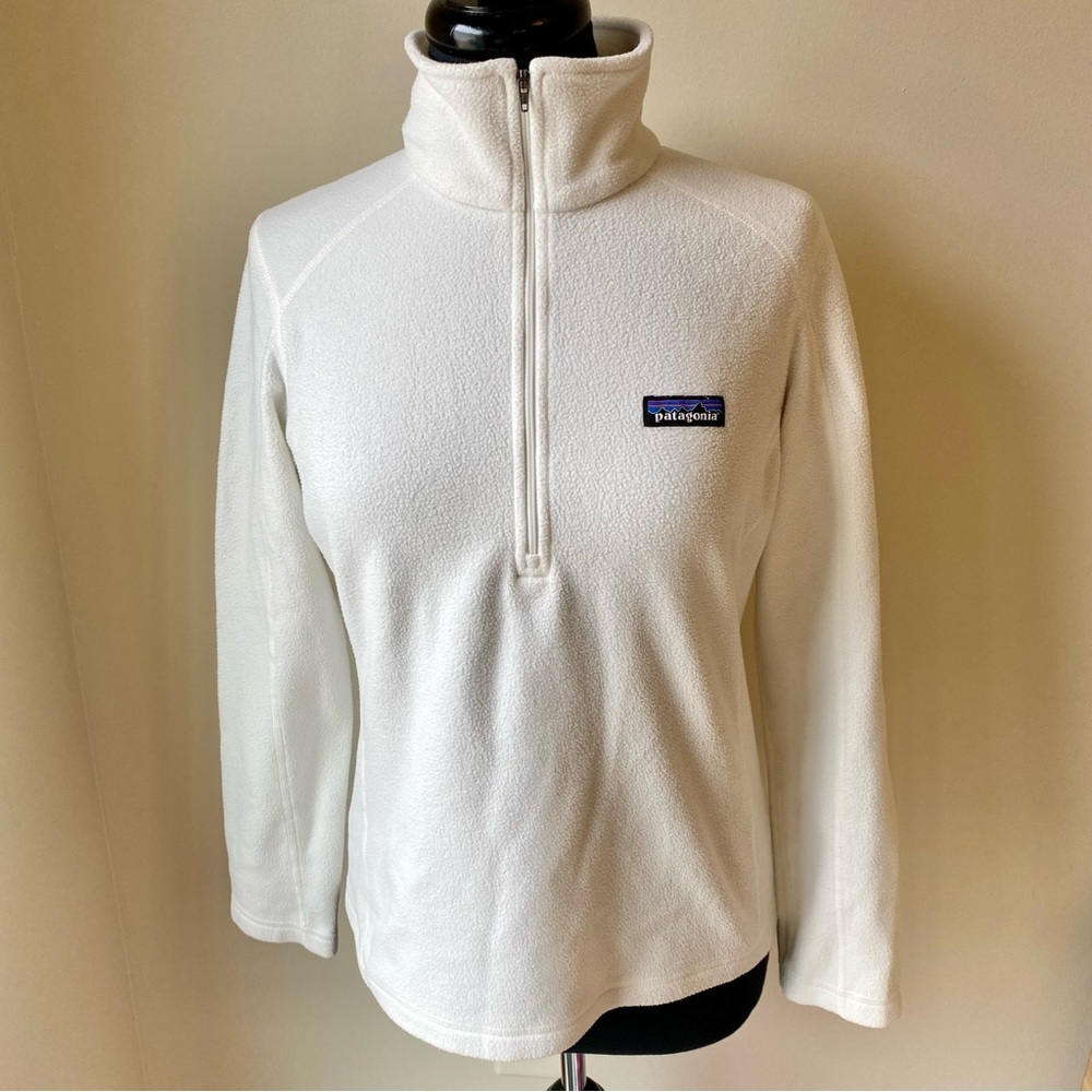 PATAGONIA Fleece Micro D 1/4 Zip Birch White Women's Pullover Sweatshirt 26278